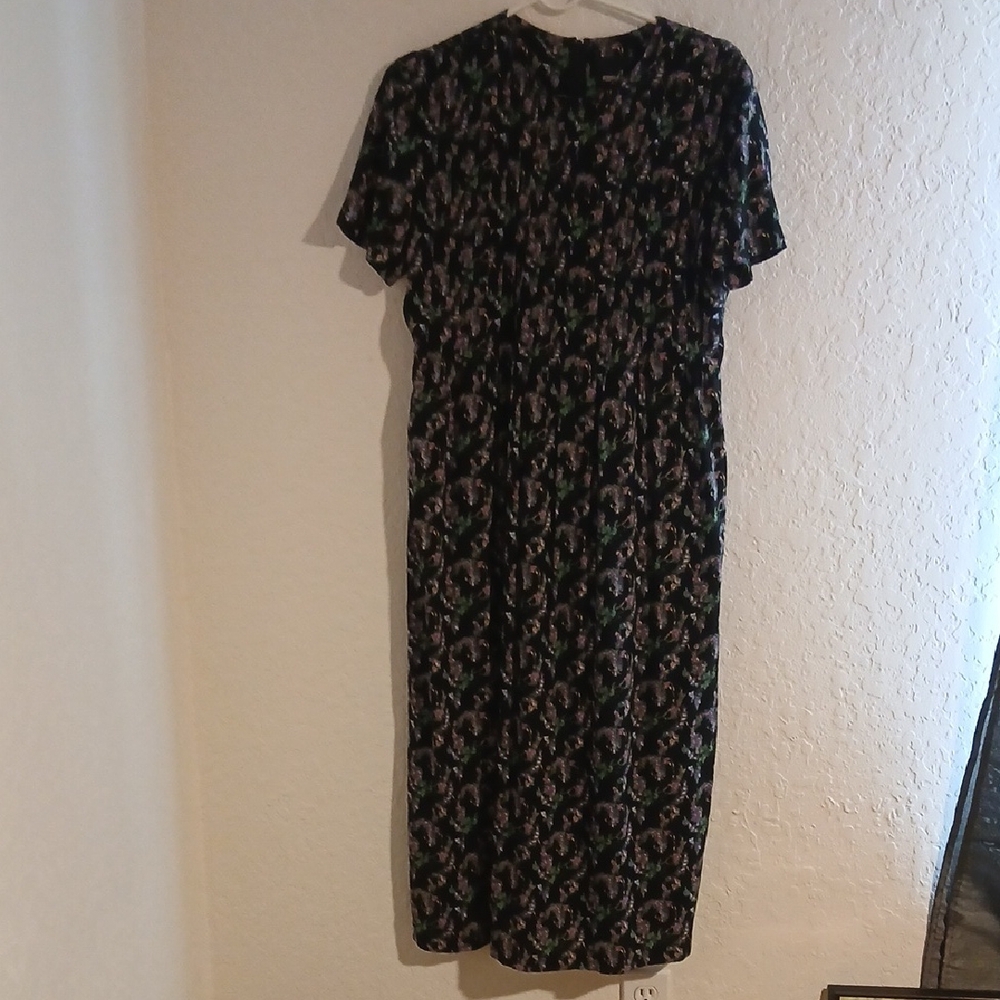 Positive Attitude Black/Pink/Purple/Gold & Green  Floral Maxi Dress